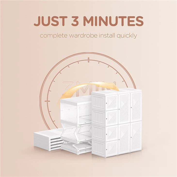 Mayibox OEM Foldable Clothes Organizer Storage, Hanging Rods, Magnet Doors Portable Wardrobe Closet