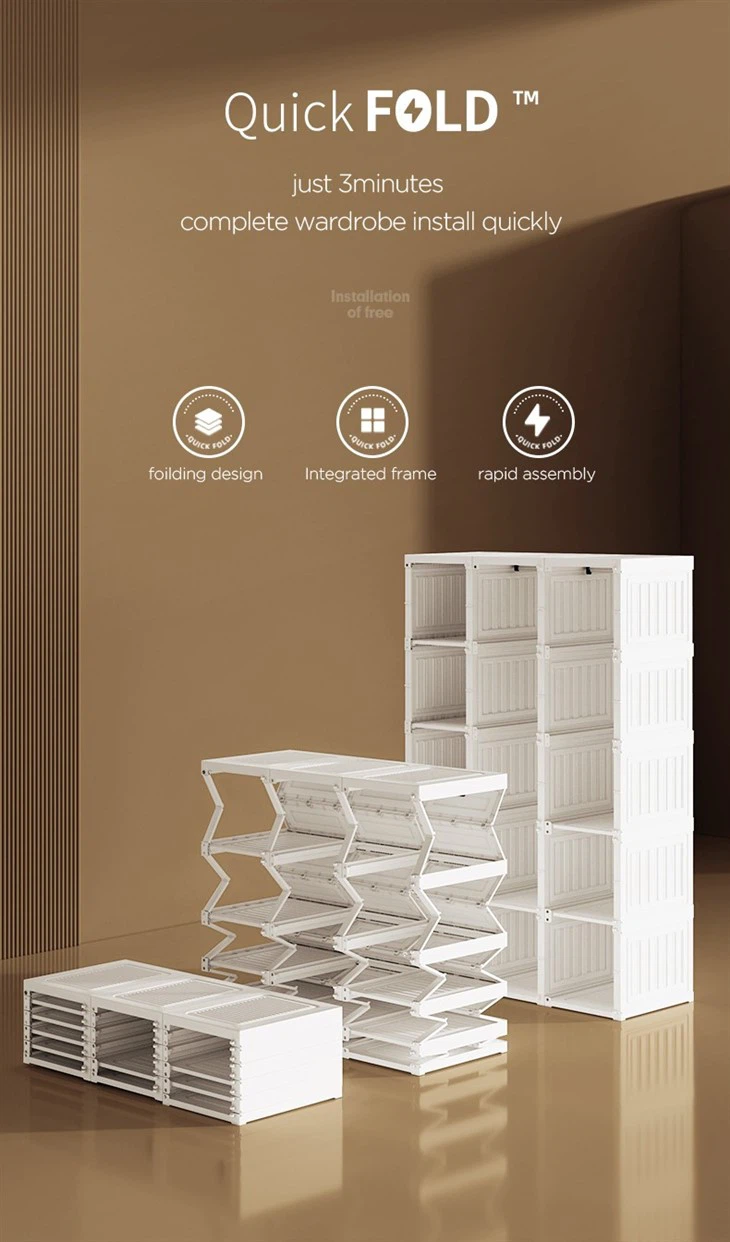 15 Kubus Kunststoff Kleiderschrank Garderobenschrank，Steckregal Kombischrank，Schrank Regalsystem Mit 2 Kleiderstange, Schwarz