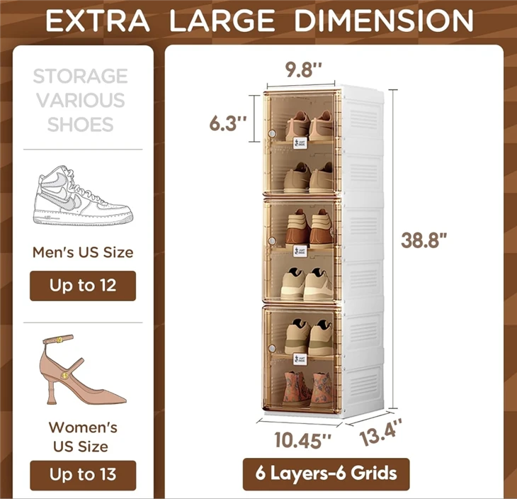 India Antbox Foldable Shoe Rack Door 6 Tiers 12 Pairs